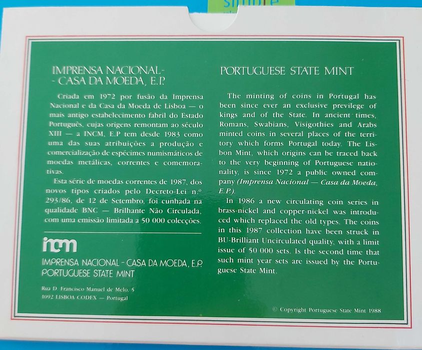 Coleção anual moedas BNC, 2ª Série 1987
