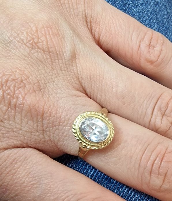 ZŁOTY pierścionek 14K pr.585 duże białe oczko Komis Madej Sosnowiec