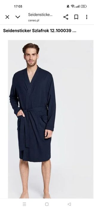 Szlafrok męski ciemny granat M/L, modal + bawełna