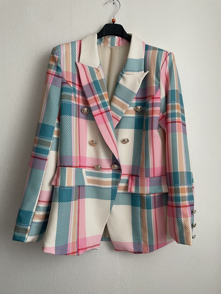 Żakiet marynarka włoska krata  S,M,L,XL,wiosna / lato