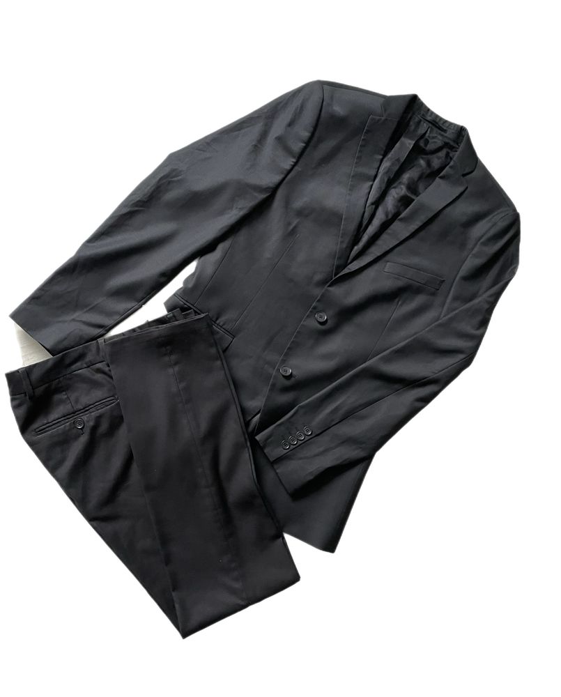 Elegancki Garnitur męski czarny SELECTED HOMME S 46 wełna