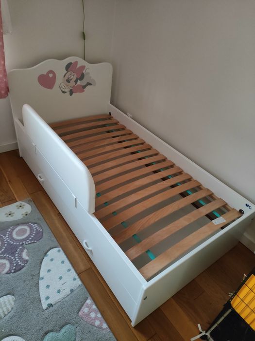 Łóżko Minnie Mouse białe dla dziewczynki  90x170 cm Meblik