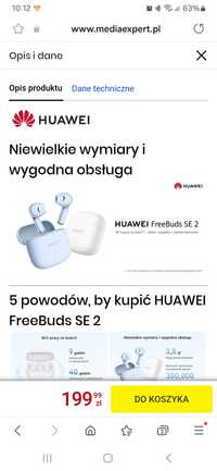 Słuchawki douszne bezprzewodowe  HUAWEI FreeBuds SE 2