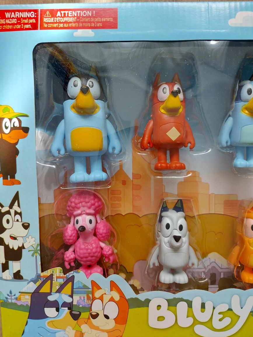 Figurki z bajki Bluey 8 Figurek Bingo Rodzinka Przyjaciele Zestaw Nowy