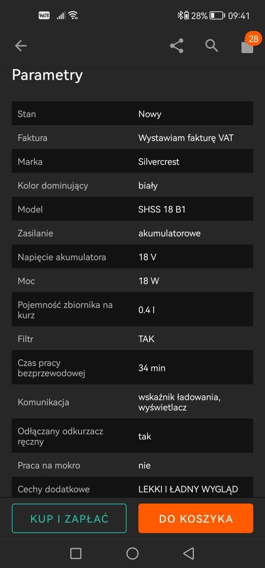 Odkurzacz silvercrest Silver crest akumulator shss 18 b1