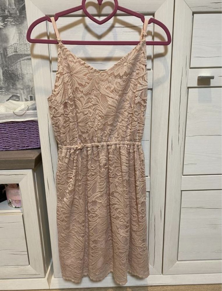 Кружевное платье vero moda розовое платье сукня