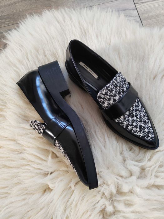 Czarne półbuty 37 Vintage y2k Mokasyny Pepitka Zara