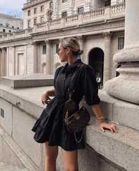 Черное платье мини зара сукня из поплина с объемными рукавами от ZARA