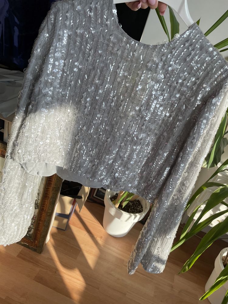 Cekinowa sukienka midi midaxi zestaw bluzka spódnica asos luxe xxl 44