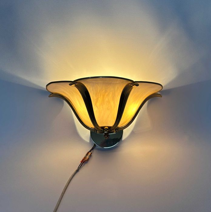 Vintage duży kinkiet Art Nouveau, Lotus Lamp