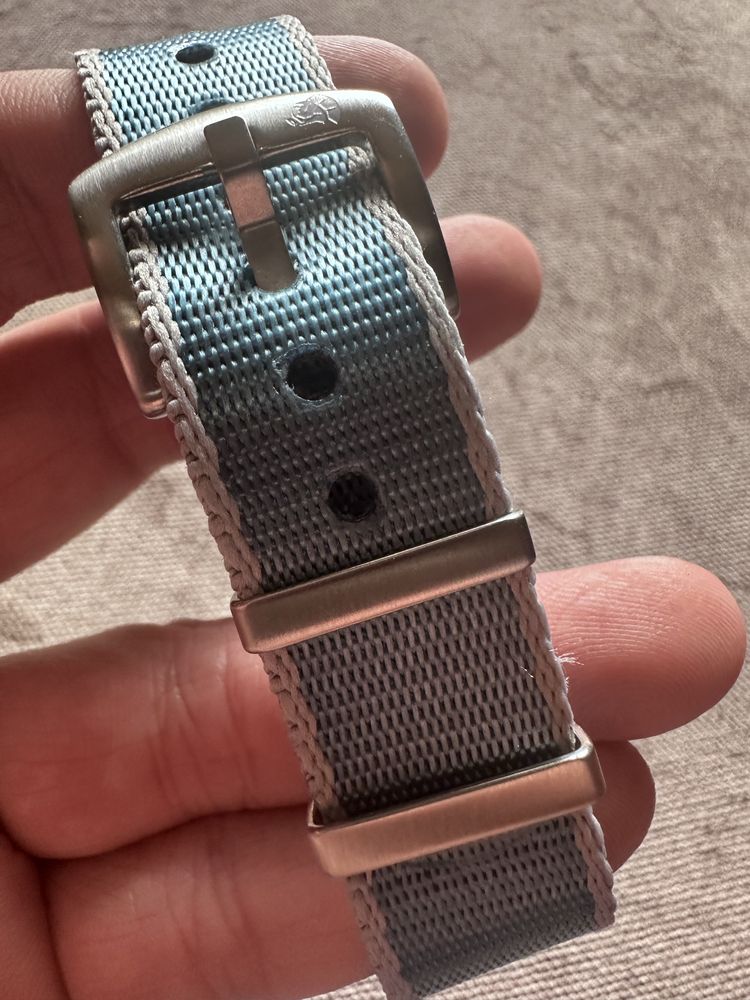 Pasek NATO Premium 20mm Nowy błękitny srebrne błękit