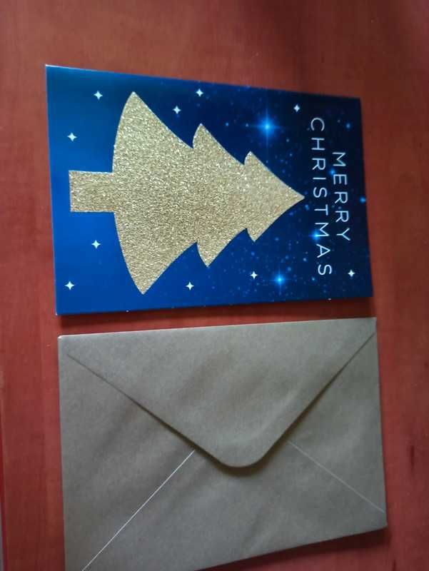 Kartka Boże Narodzenie brokatowa z kopertą
