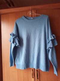 Błękitny sweter z falbanami na rękawach 4XL Capsule