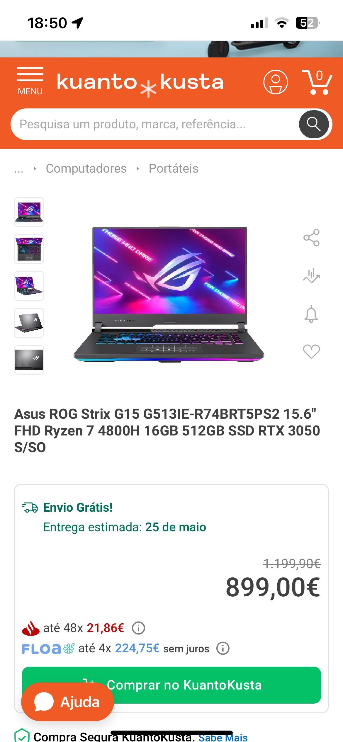 Portátil gamer asus rog