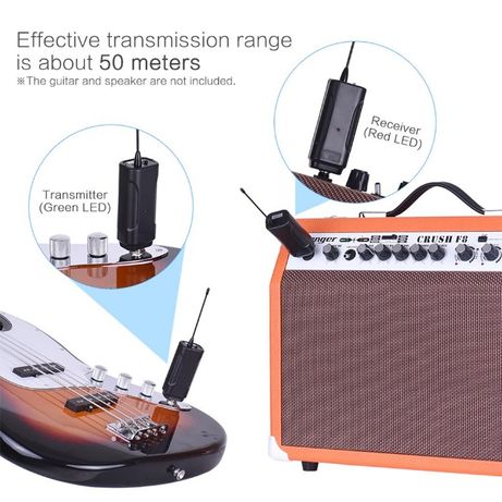 Sem Fio Transmissor VHF para Guitarra/Baixo