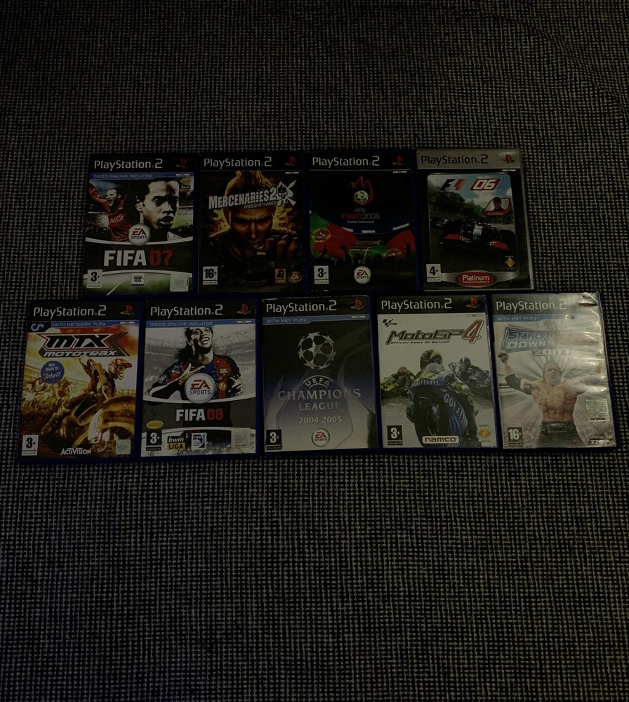 PS2 Slim com 2 comandos e 9 jogos