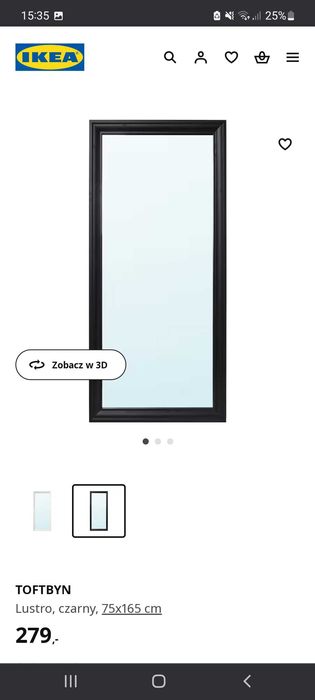 Lustro Ikea w czarnej ramie