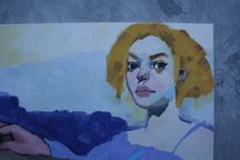 Blondynka akryl 50 cm x 50 cm