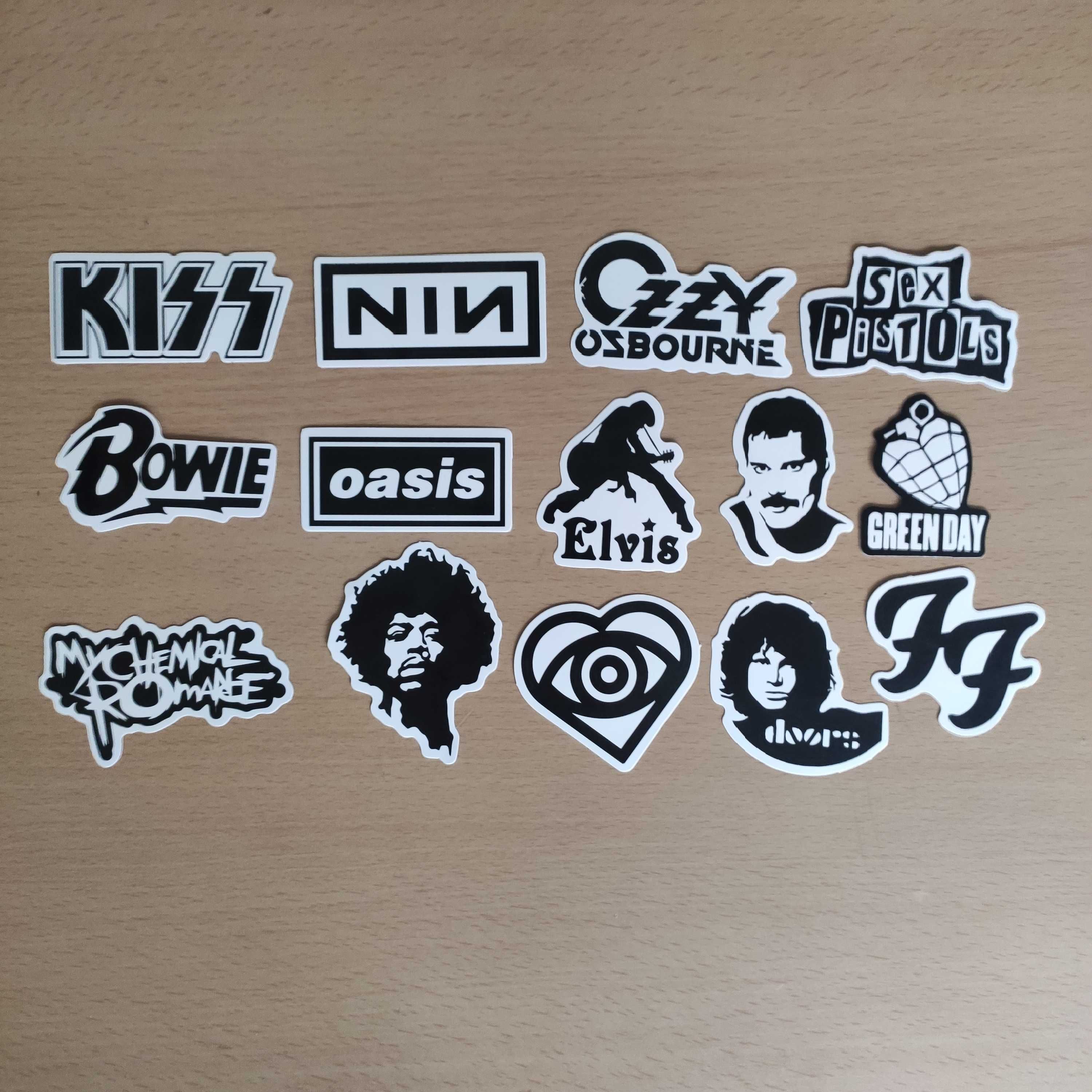 Pack 50 Autocolantes Stickers Adesivos Musica Rock Preto e Branco