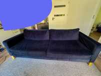 Sofa granatowa welurowa - rozkladana Ikea