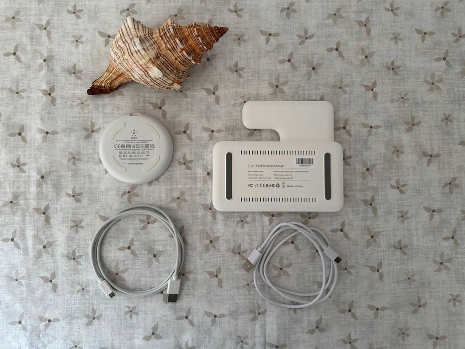 Carregador Wireless 3-em-1 + Carregador Wireless Belkin + Cabo USB-C