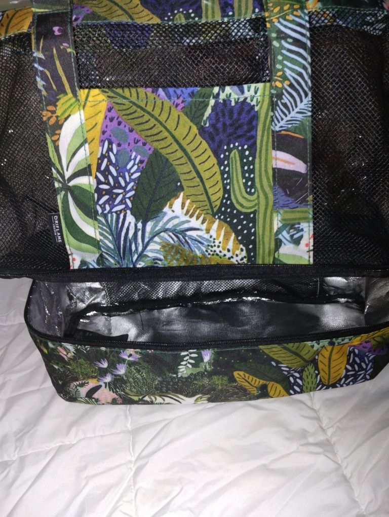 Conjunto de saco de praia com bolsa térmico e manta de piquenique