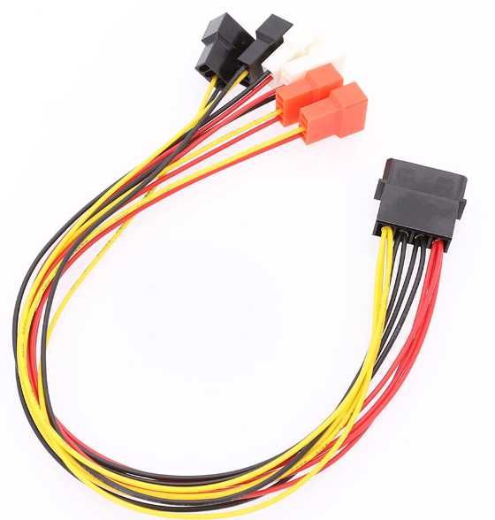 Переходник для кулера MOLEX -> 6шт 3/4 30 см фанхаб  pin hub CASE FAN