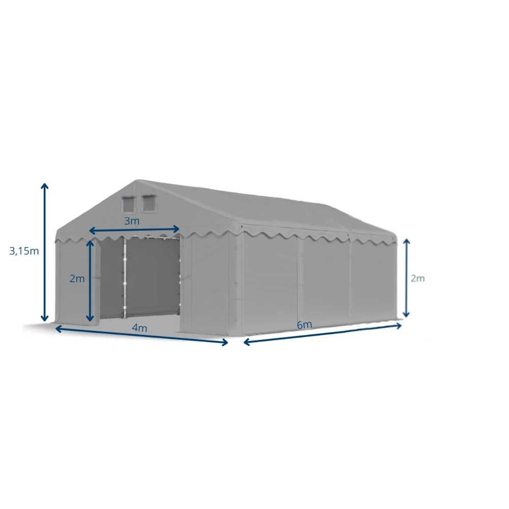 OKAZJA Namiot całoroczny, hala namiotowa, namiot garażowy 4x6m grey