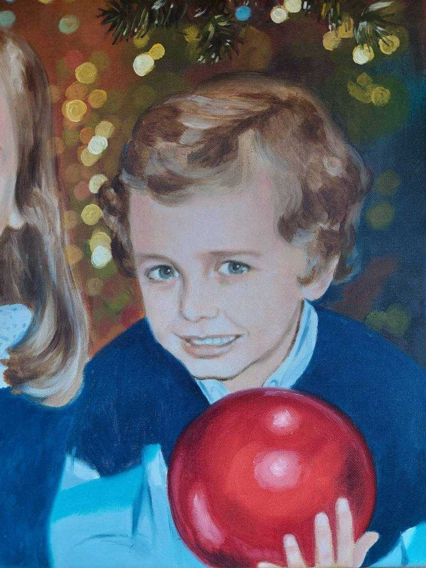 Natal já está logo! Retrato por foto, Pinturas óleo sobre tela.