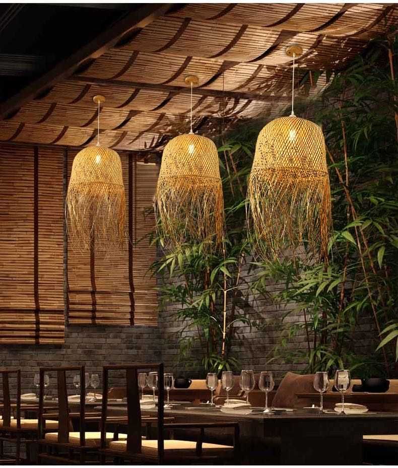 2x Lampa wisząca sufitowa japońska bambus