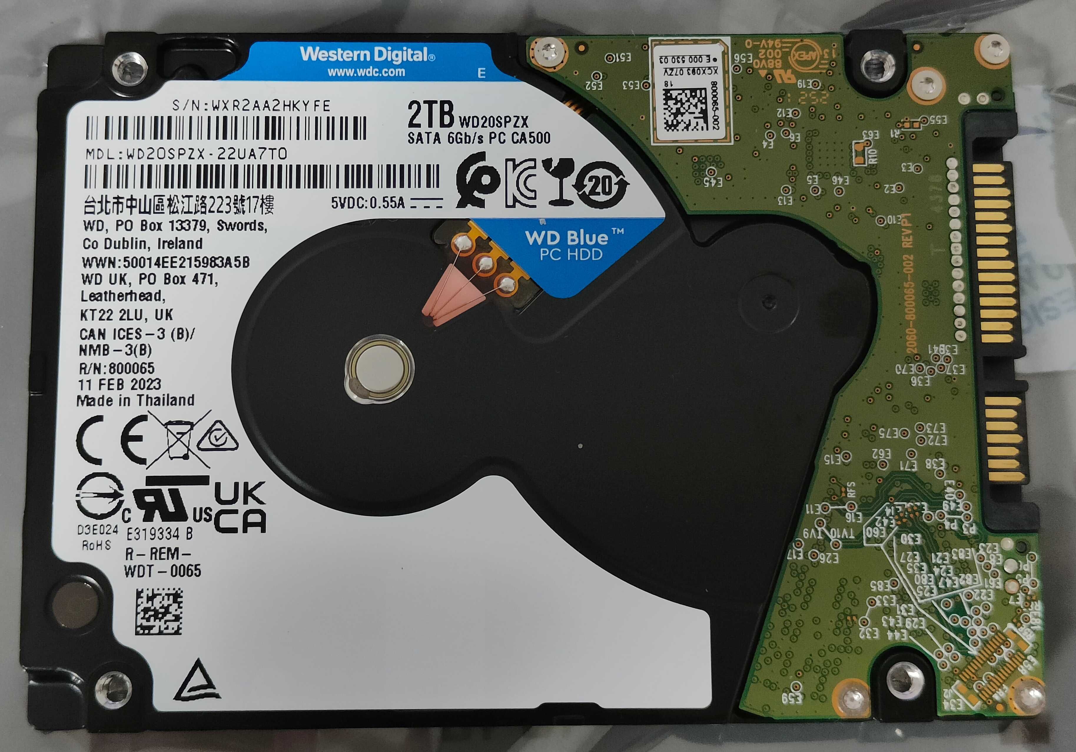 Жорсткий диск WD Blue 2TB - 5400 RPM, 128 MB Cache, 2.5" - WD20SPZX