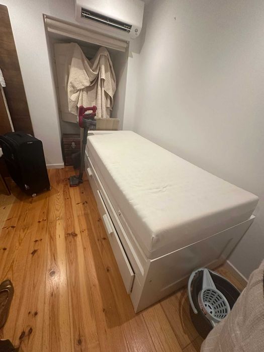 Cama BRIMNES IKEA indiv/dupla c/2 gav, branco, 80x200 cm
