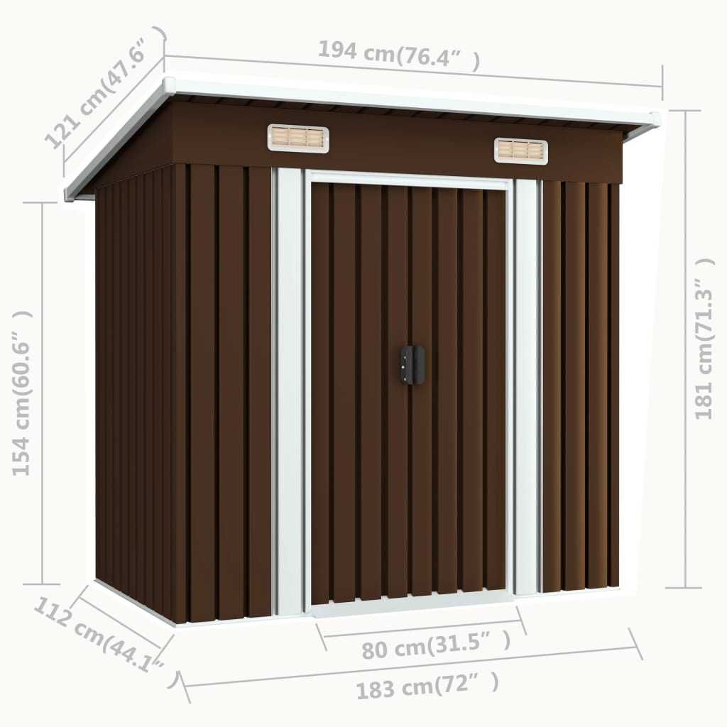 Abrigo de Jardim Metálico 194x121x181 cm – Compacto e Resistente