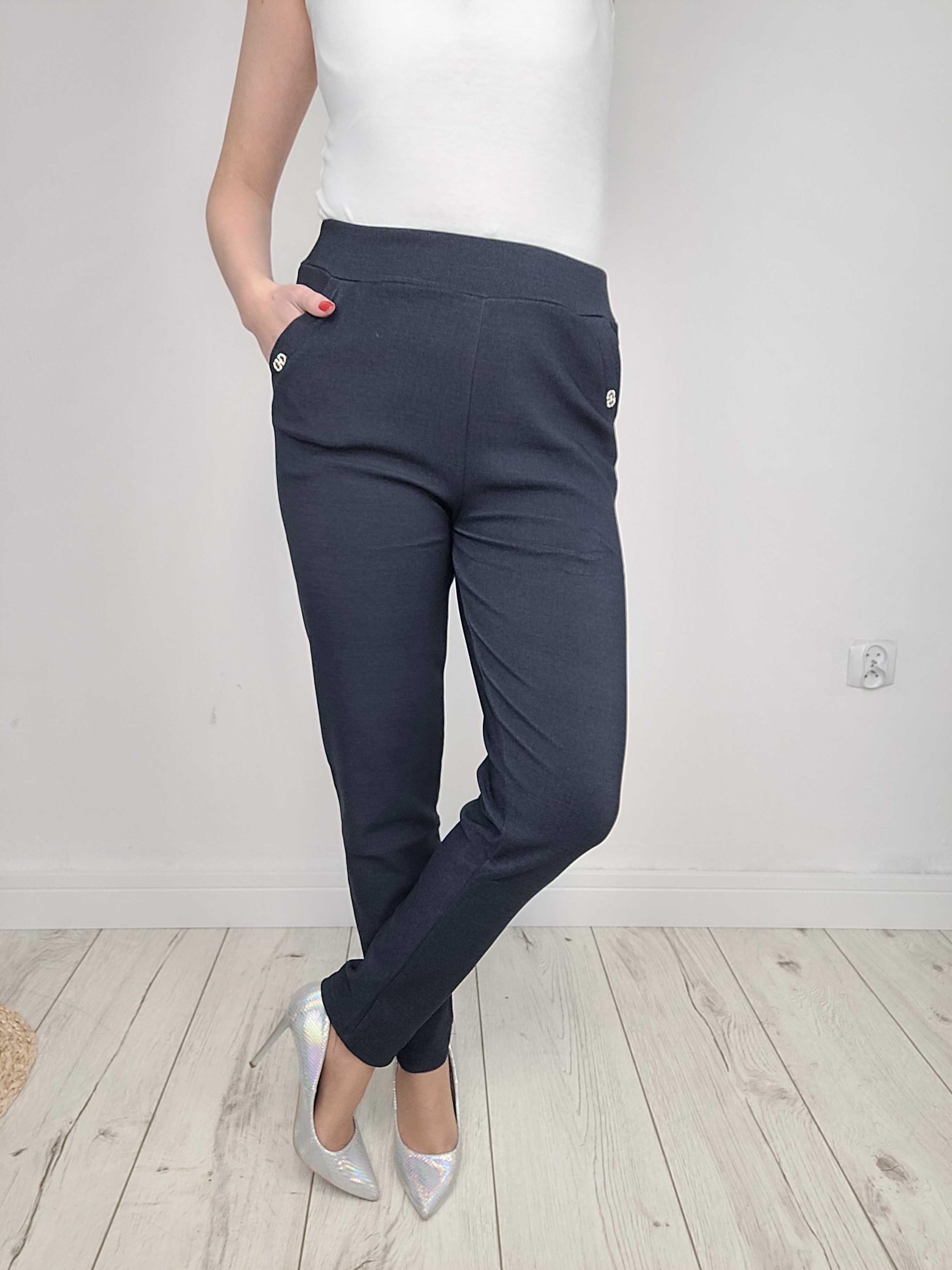 CZARNE spodnie XXL-6XL elaganckie klasyczne damskie spodnie
