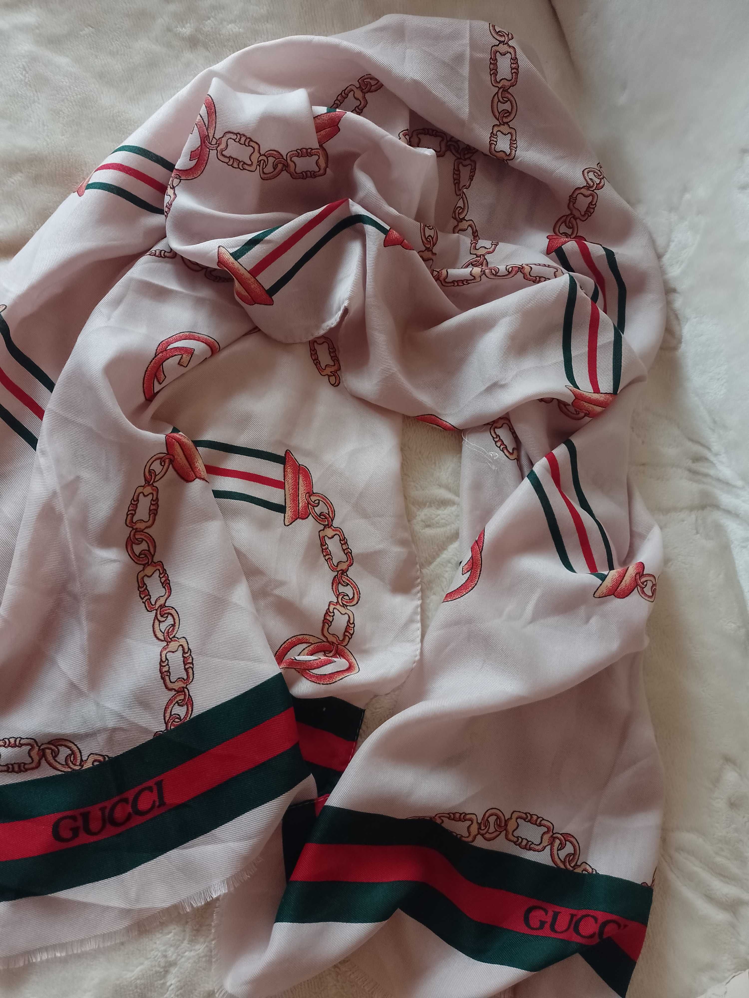 GUCCI/Długi sza z łańcuchami, chusta, szalik, Top Vintage, NOWY