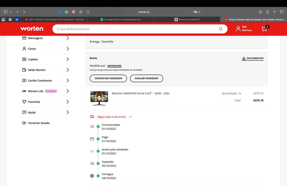 Monitor Gaming Samsung Odyssey G5 27" — QHD 165Hz Curvo — Excelente