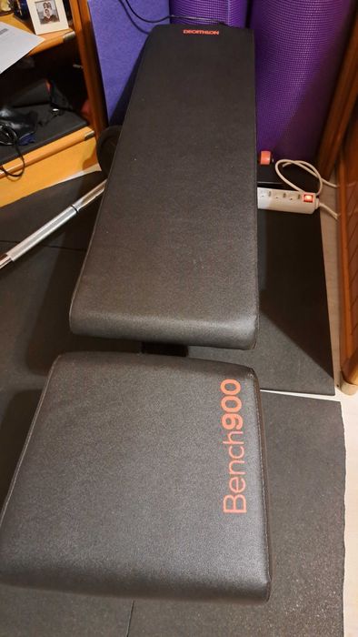 Conjunto ginasio pesos, banco, barras, chão etc