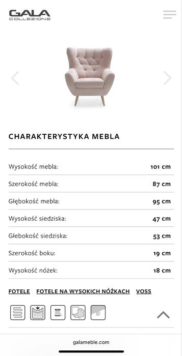 Fotel uszak szary VOSS Gala Collezione