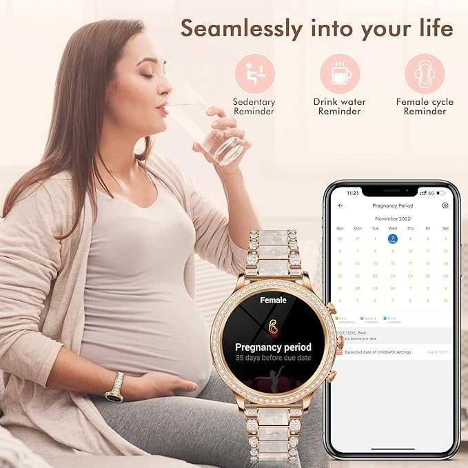 ZKCREATION Smartwatch damski z funkcją telefonu, snu i pulsometrem