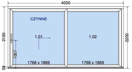 drzwi tarasowe PRZESUWNE HST 4000x2200mm