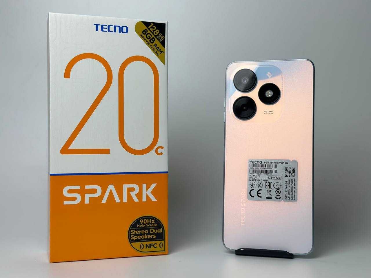 Мобільний телефон Tecno Spark 20C 4/128GB NFC White Смартфон Купити