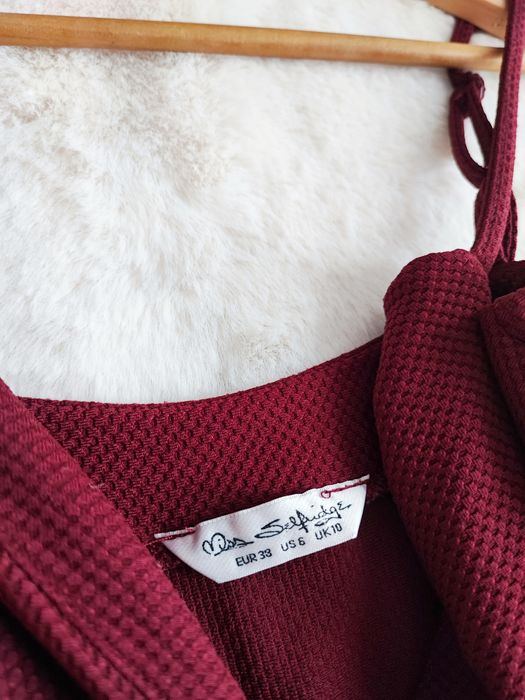 Wieczorowa bordowa MIDI sukienka M38 kobieca wesele chrzciny old money