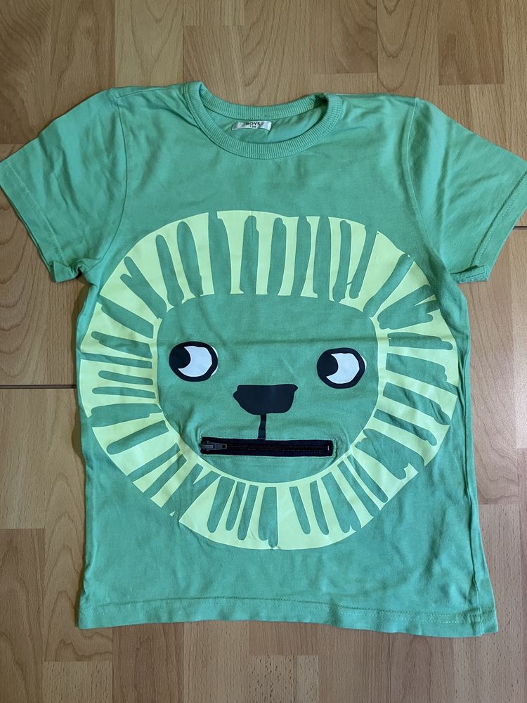 T-shirt koszulka zielona nadruk lew 100% bawełna Pepco 134