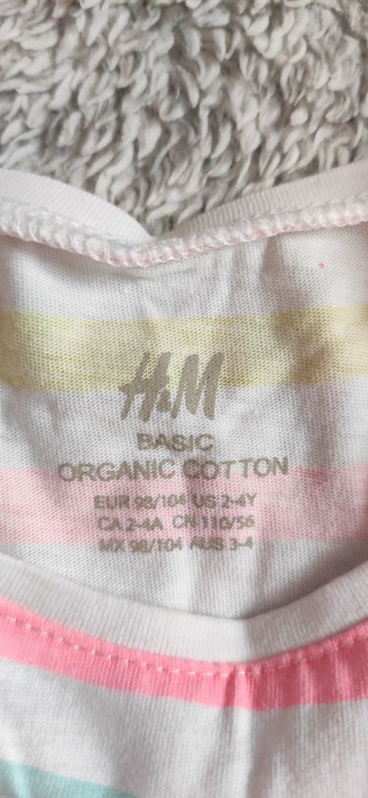 Sukienka na lato w kolorowe paski H&M rozmiar 98/104