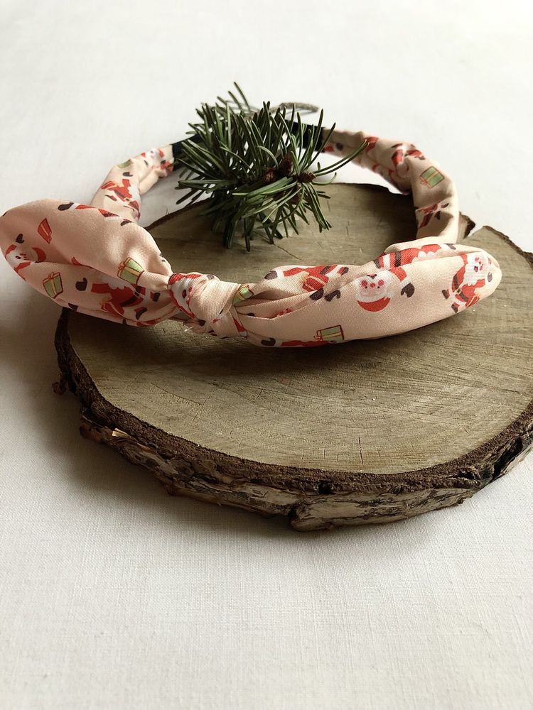 Opaska do włosów Santa Claus, Creme/Morelowa