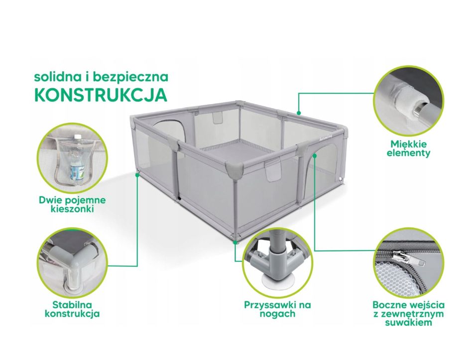 Kojec dziecięcy 140x140 solidna konstrukcja