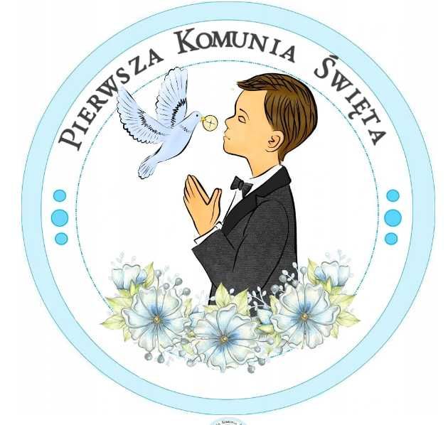 opłatek na tort komunia święta dla chłopca 20cm