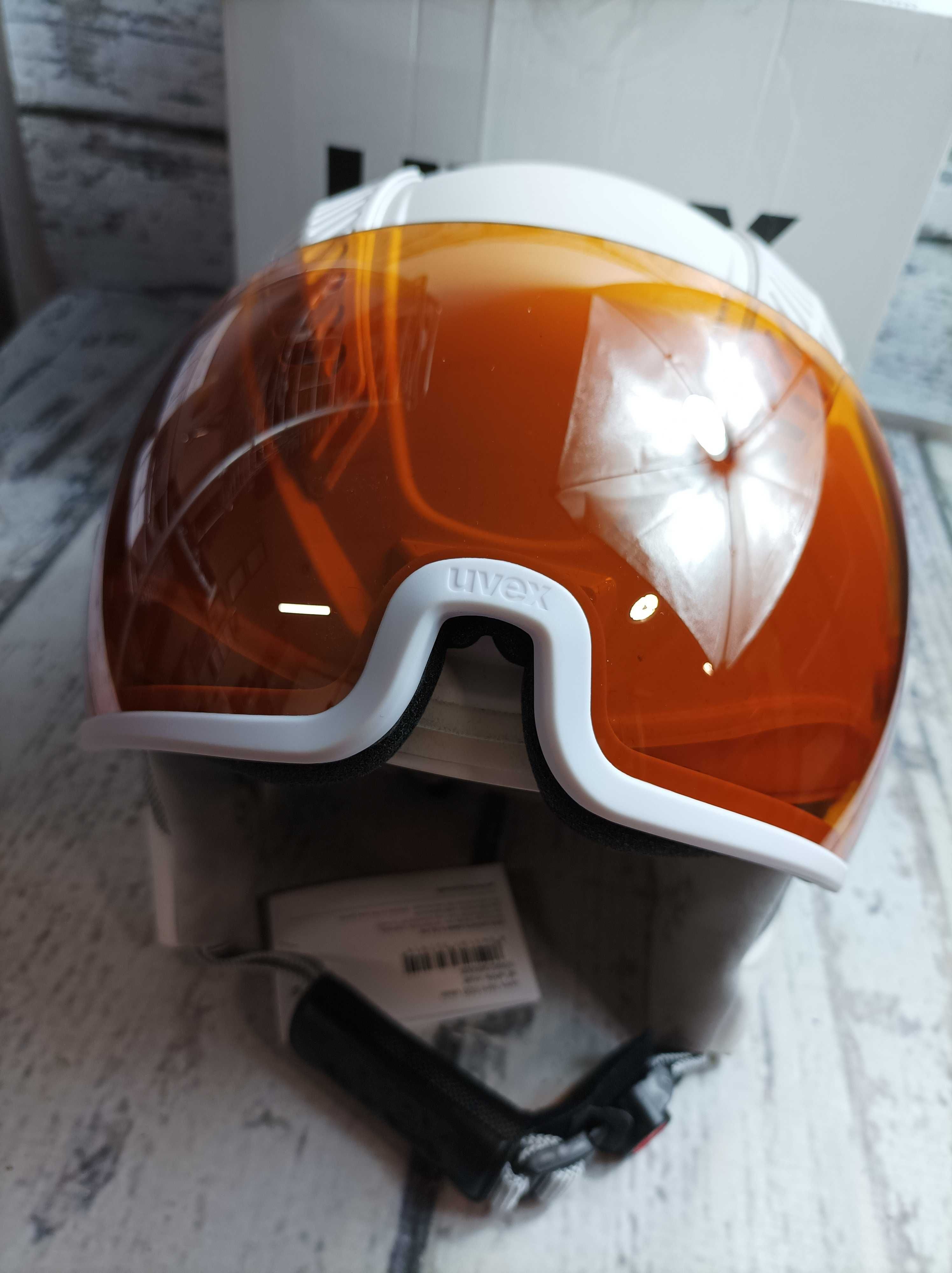 Kask narciarski UVEX hlmt 600 visior all wite matt 55-57 cm