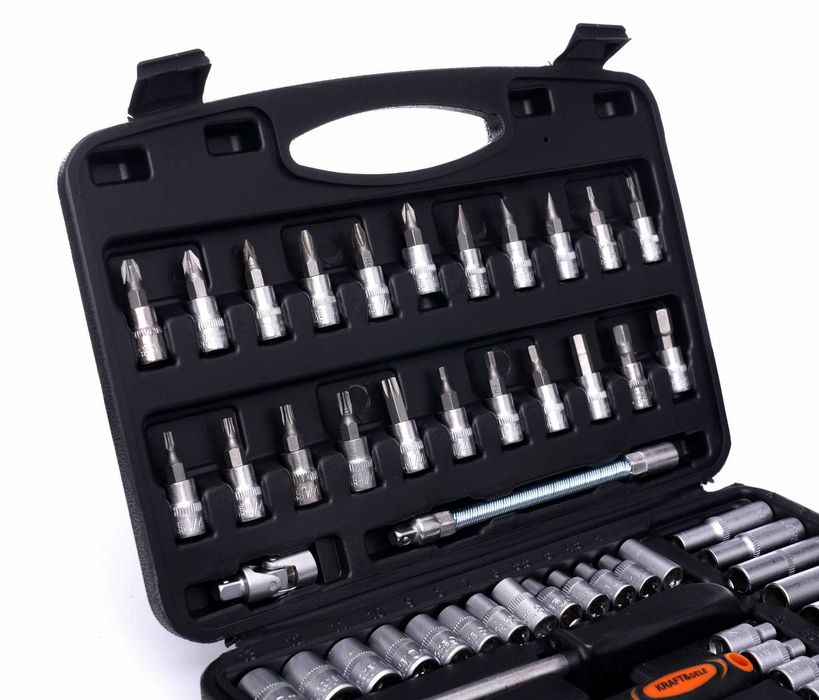 Zestaw kluczy nasadki grzechotka 56el. klucze nasadowe 1/4" kd10834