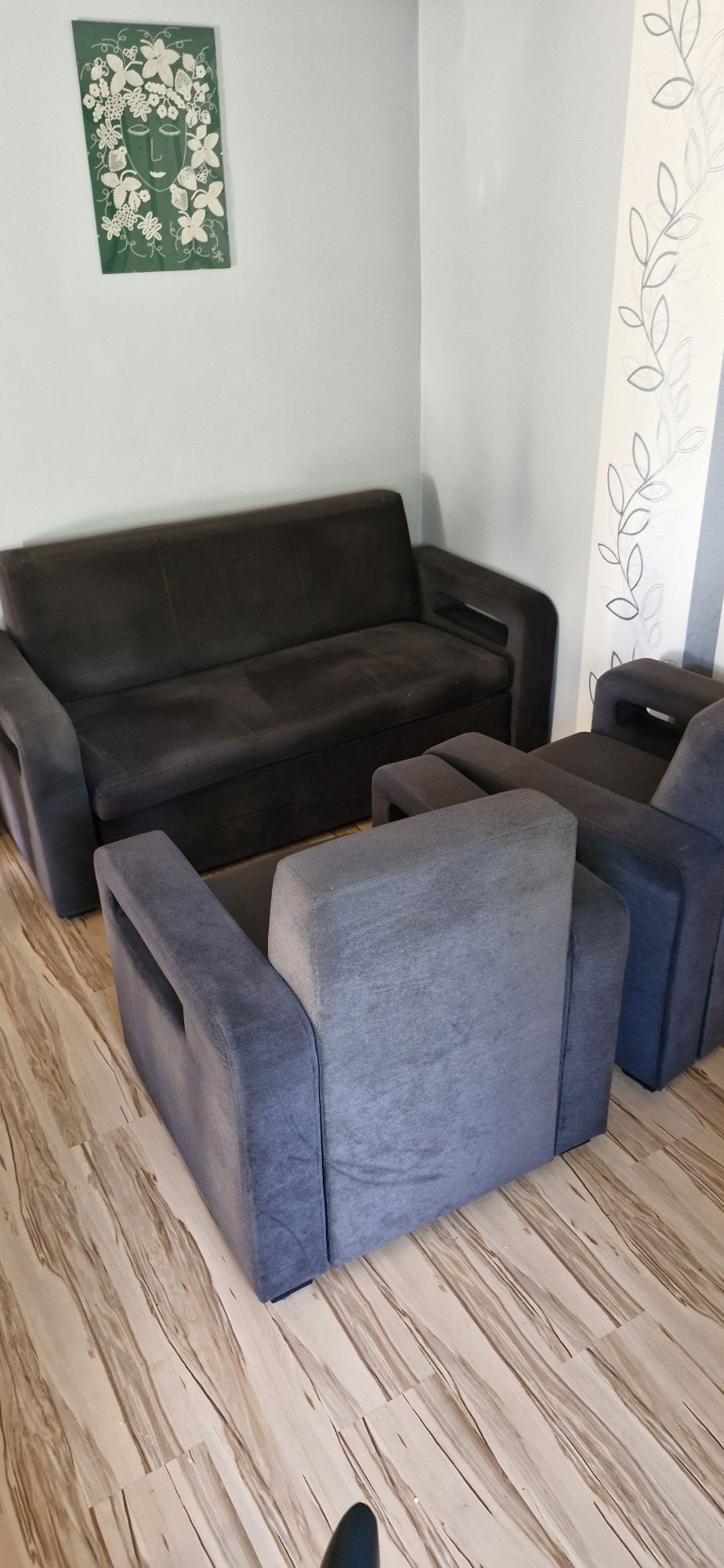 Sofa z funkcją spania + dwa Fotele